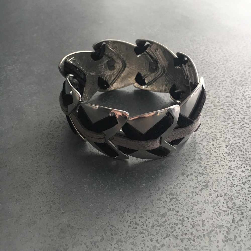 Metallic Chevron Bracelet w/ Black & Gray Accents